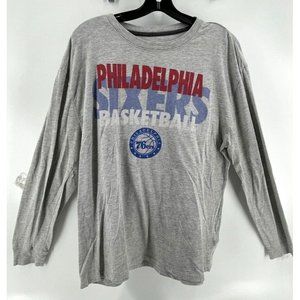 Philadelphia 76ers Basketball Men's Graphic Long Sleeve T Shirt Size XL Gray NBA